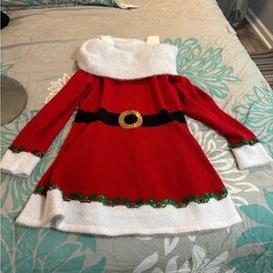Festive Red and White Kids Costume Dress
